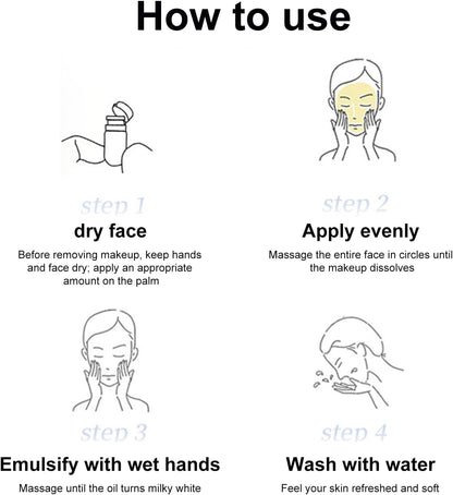 Oil Makeup Remover, Moisturizing Oil Cleanser, Hydrating Formula, Gentle Deep-Cleaning Action, Ideal For Daily Routine, Face Cleaning Supplies For Home Travel, Bottle 1 Piece