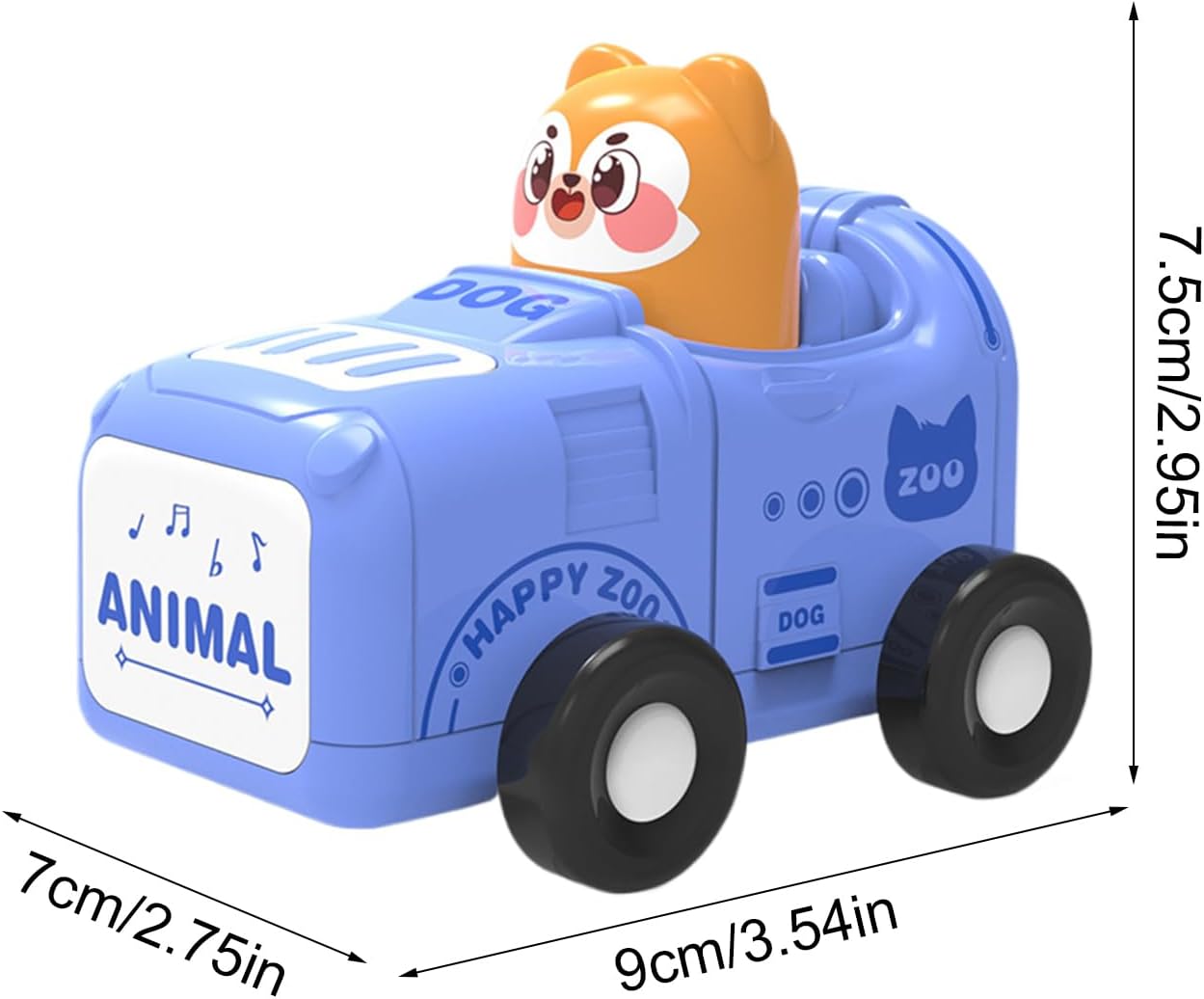 Inertia Animal Car Toys, Push And Go Vehicles, Cartoon Friction Car, Durable Construction, Educational Play Design For Babies Ages 1-3 Indoor Fun, ABS Material, 3.54x2.76x2.95in
