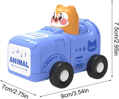 Inertia Animal Car Toys, Push And Go Vehicles, Cartoon Friction Car, Durable Construction, Educational Play Design For Babies Ages 1-3 Indoor Fun, ABS Material, 3.54x2.76x2.95in