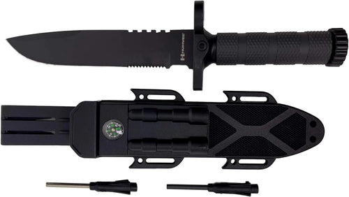 CampCo HMV-KFXB-01 Survival Knife with Sharpener & Fire Starter – Full Tang Fixed Blade Outdoor Knife for Camping, Hunting & Emergency Preparedness