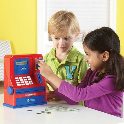 Learning Resources Teaching ATM Bank, Blue & Red, Classic Toy, 32 Pieces, Ages 3+
