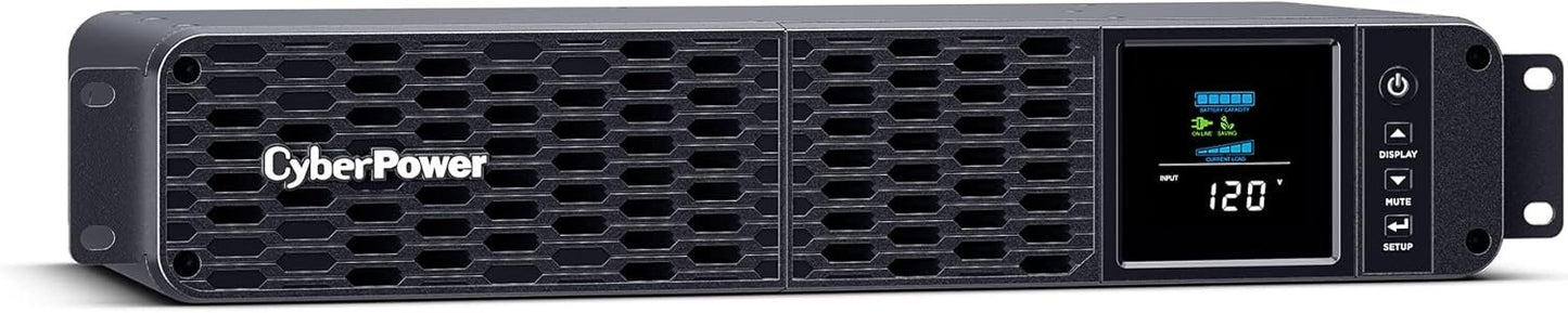 CyberPower CP1500PFCRM2U PFC Sinewave UPS System, 1500VA/1000W, 8 Outlets, AVR, Short Depth 2U Rackmount