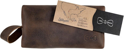 Hide & Groom, Rustic Toiletry Bag for Groomsmen, Best Men, Bachelor, Wedding Ceremonies, Shaving Kit Storage, Bathroom Bag, Full Grain Leather, Handmade, Bourbon Brown, Bourbon Brown, Unique, Classic