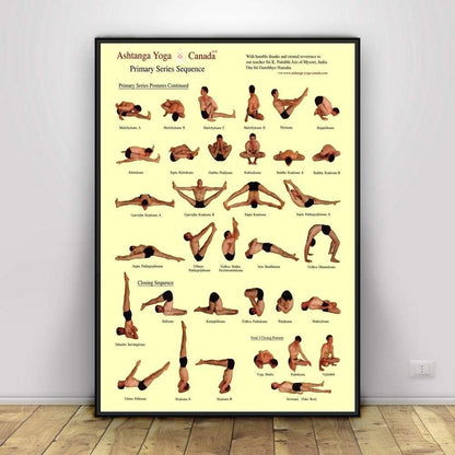 Yoga Ashtanga Poster, Oggettistica per La Casa Astratta Moderna Arte della Parete Pittura su Tela Stampa Immagini A Parete Camera da Letto Decorazione Palestra, Decorazione della Stanza Yoga-40X60Cm