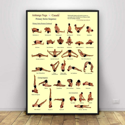 Yoga Ashtanga Poster, Oggettistica per La Casa Astratta Moderna Arte della Parete Pittura su Tela Stampa Immagini A Parete Camera da Letto Decorazione Palestra, Decorazione della Stanza Yoga-40X60Cm