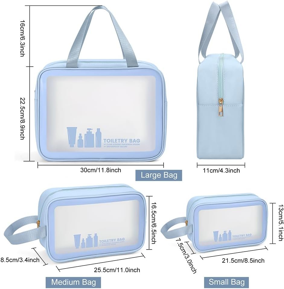 MAANGE Toiletry Bag for Women Men, Translucent Waterproof Makeup Cosmetic Bag Travel Organizer for Accessories, Toiletries