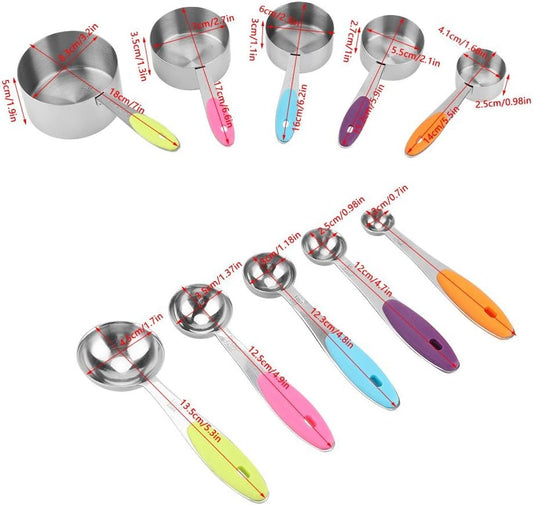 Set di Misurini E Cucchiai da 10 Pezzi in Acciaio Inossidabile, Cucchiaino da Cucina Per Utensili da Cucina, Gadget da Cucina Per Cucinare al Forno