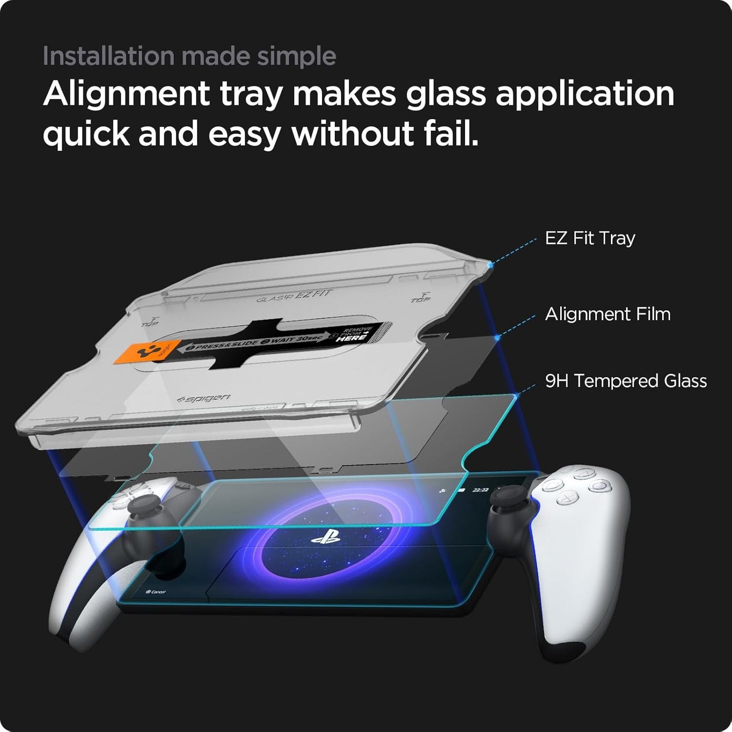 Spigen Tempered Glass Screen Protector [GlasTR EZ FIT] designed for PlayStation Portal Remote Player - 1 Pack