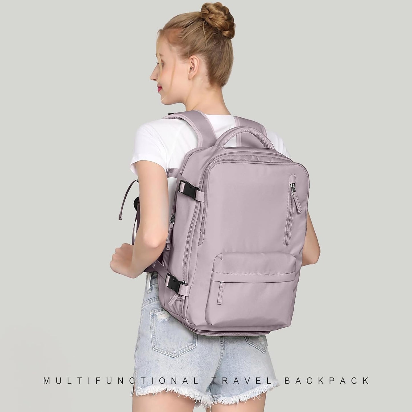 Cabin Bags for Travel, Underseat Carry-ons Bag for Women, Hand Luggage Bag Men Travel Backpack Cabin Size Fit 14 inch Laptop backpack Lightweight Version Lotus Root Pink