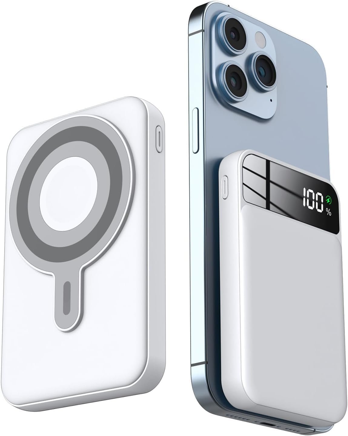 Magnetic Power Bank, 10000mAh PD22.5W Wireless Portable Battery Pack for Apple Watch, Fast Charging Portable Charger for iPhone 15/14/13 Series, Apple Watch Ultra 9/8/7/6/se(White)