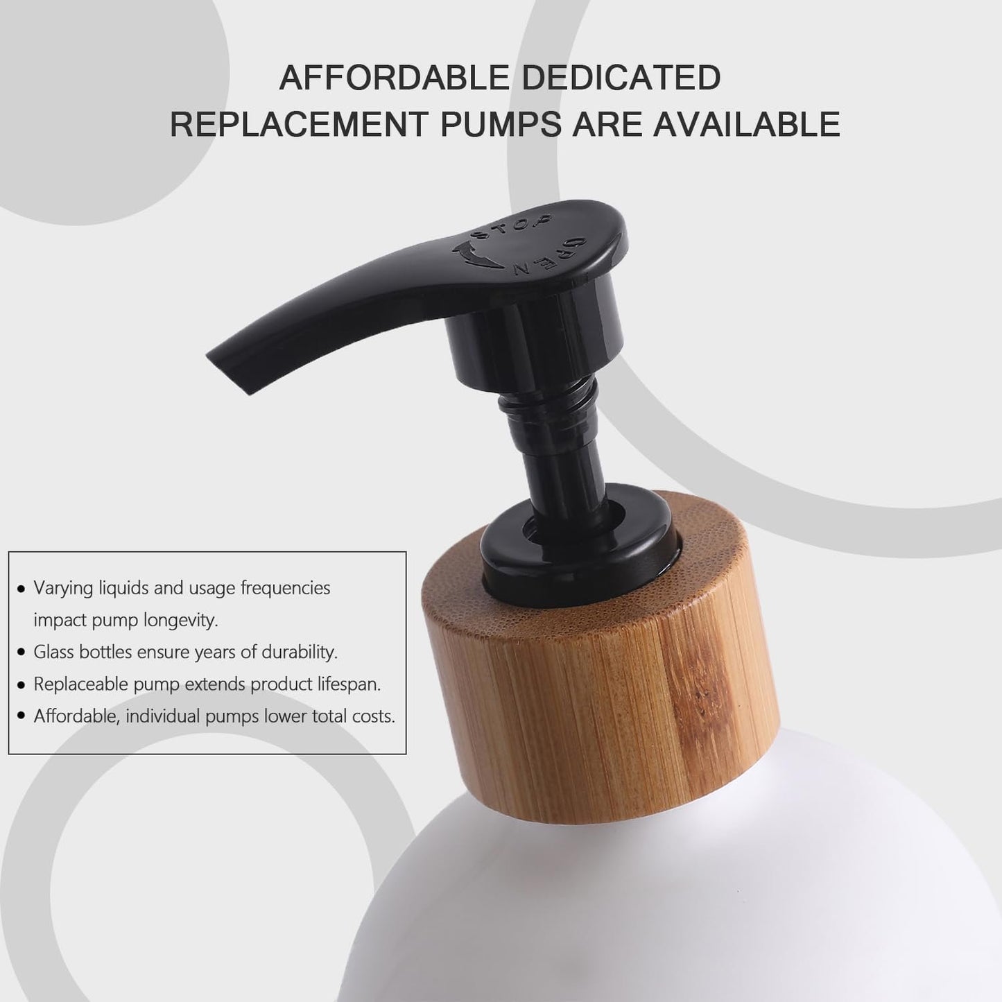 MOMEEMO Glass Soap Dispenser Set, Contains Hand Soap and Dish Soap Dispenser.Suitable for Kitchen Decor. (Black & White)
