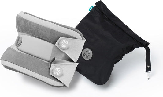 trtl Pillow Plus - Adjustable Neck Pillow for Traveling - Plane Pillow with Foam Padding for Head and Neck Support - Machine Washable - Waterproof Carry Bag - Charcoal