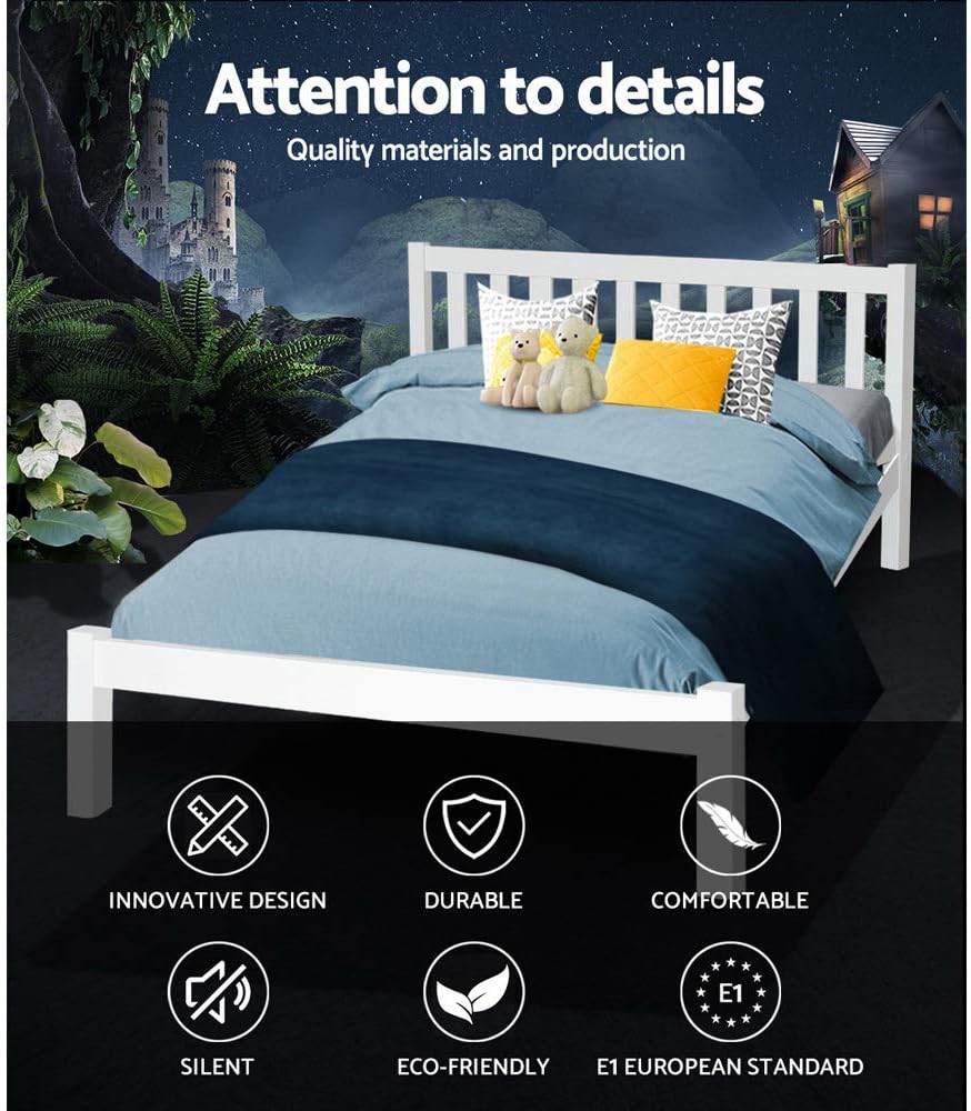 Artiss Double Bed Frame Platform Wooden Timber Frames Beds Base Bedroom Room Decor Home Furniture for Kids, Toddler and Adult with 6 Wood Legs, Modern Design