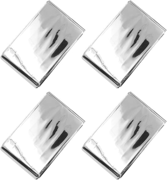 4 Pack NUZAMAS 130x210cm Emergency Blanket Survival Blanket Silver Color Palette Keep Warm Moisture Proof for Plant Growth First Aid Marathon Camping Outdoor Survival