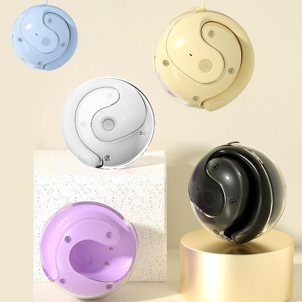 Sonicefit Wireless Hanging Earbuds Bluetooth 5.4 Headphones, Waterproof Bass Stereo Open Earbuds Bluetooth Noise Cancellation Over Earbuds Headsets Wireless Earbuds for Workout,Running (Purple)