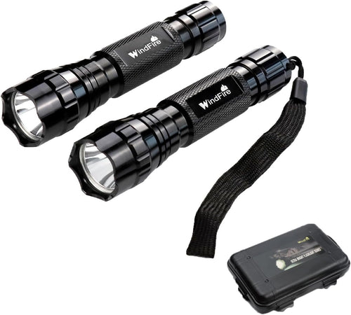 Super Bright Flashlight WF-501B Tactical Flashlight 3000 Lumens 1 Mode 3.7-18v Mini Portable Handheld Flashlight Torch for Hunting, Camping, Cycling 2Pack (Battery not Included)