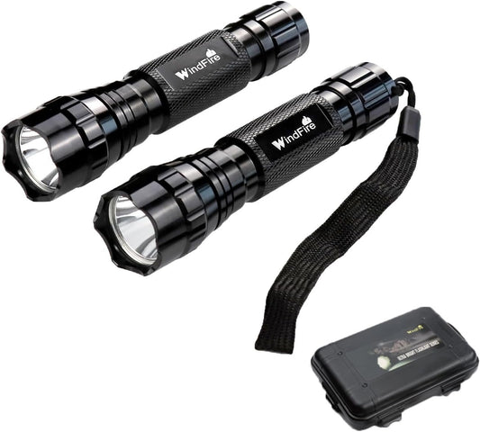 Super Bright Flashlight WF-501B Tactical Flashlight 3000 Lumens 1 Mode 3.7-18v Mini Portable Handheld Flashlight Torch for Hunting, Camping, Cycling 2Pack (Battery not Included)