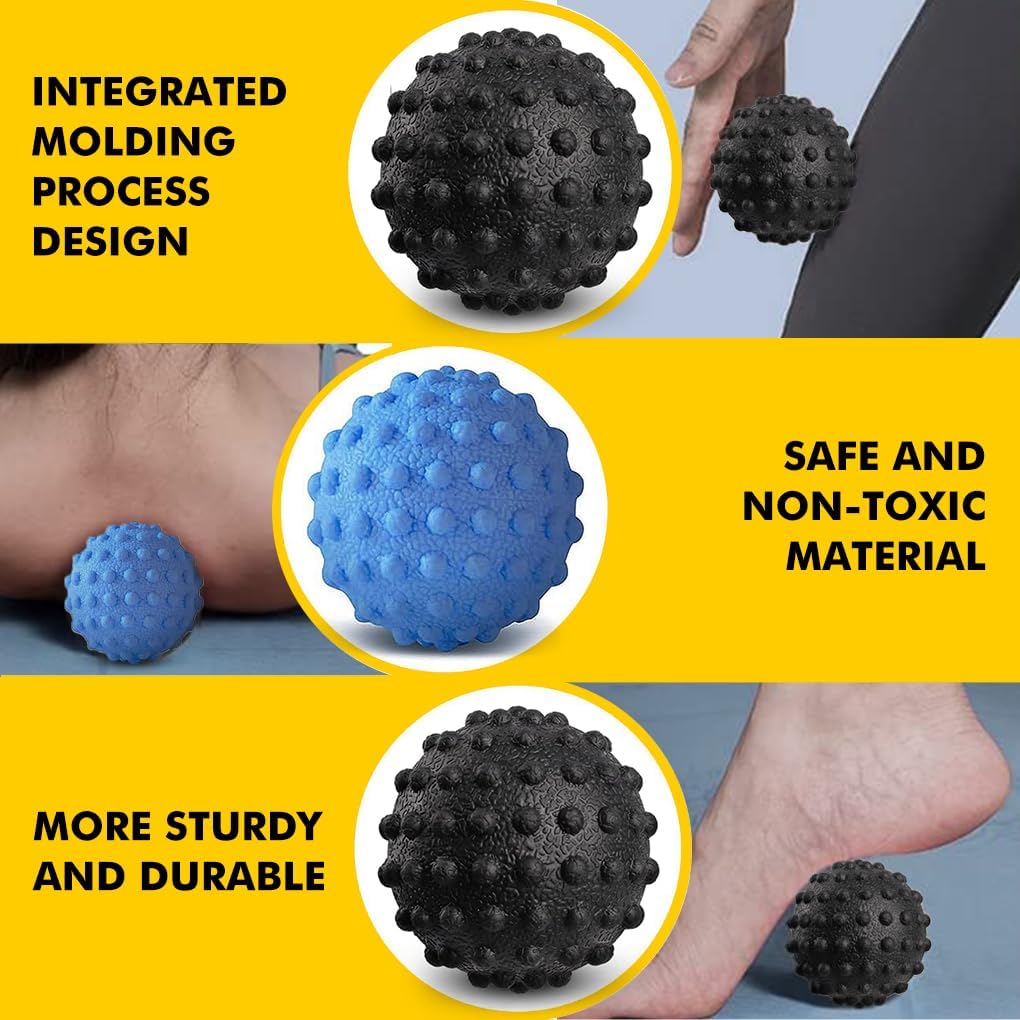 Vivva Massage Ball - Trigger Deep Tissue Back Massage, Foot Massager, Plantar Fasciitis & All Over Body Deep Tissue Muscle Therapy (Black)