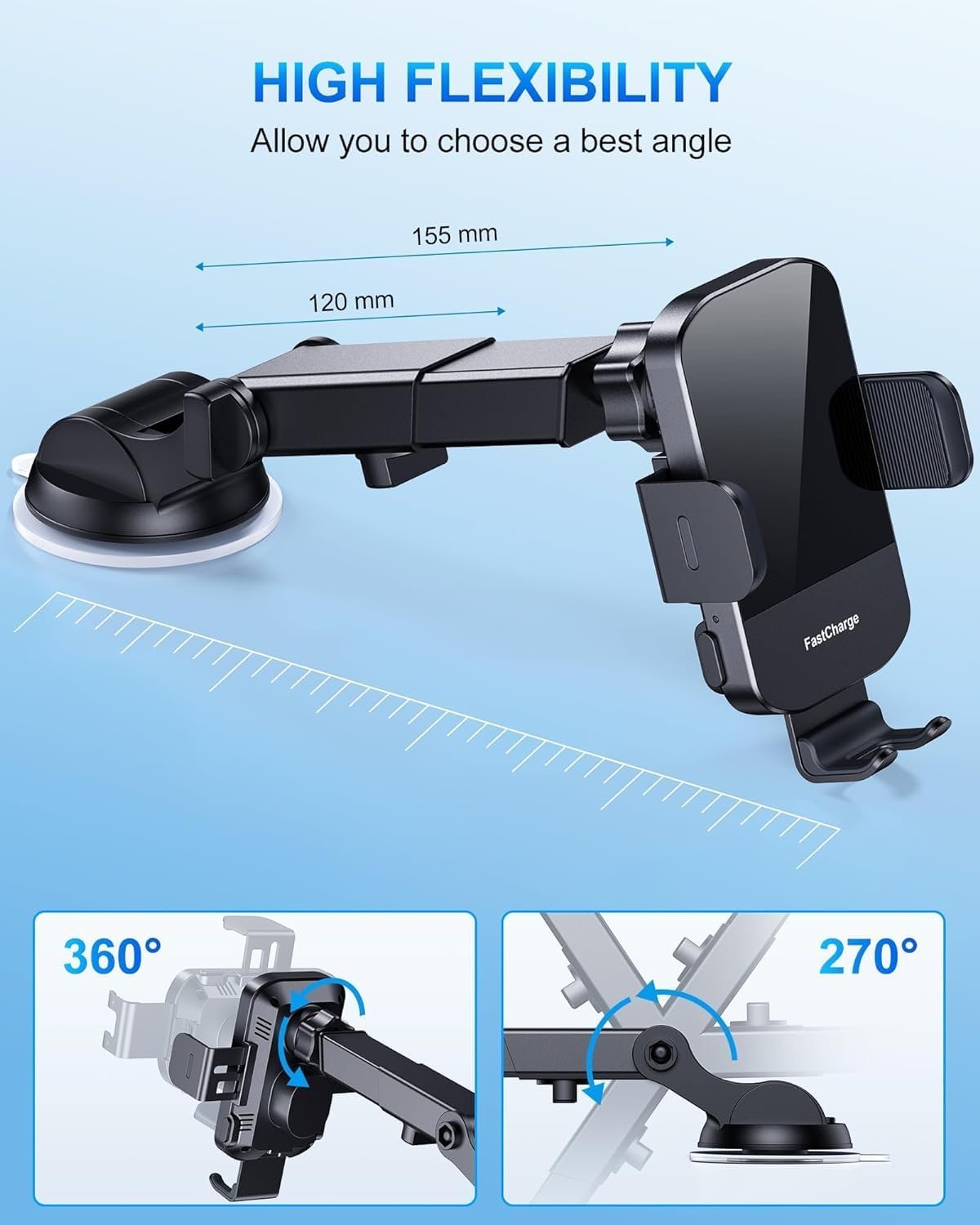 CHGeek Wireless Car Charger,15W Fast Charging Auto Clamping Car Charger Phone Mount Phone Holder fit for iPhone 16 15 14 13 12 Pro Max 11 XR XS,Samsung Galaxy S24 Ultra S23 S22 S21,S20 Brilliant Black