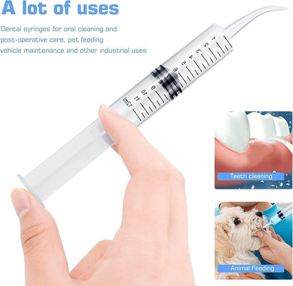 OLCANA 6 Pieces 12ml Plastic Syringe with Sterile Individual Wrap Disposable Curved Tip Syringes for Feeding Pets, Measuring Liquids, Oil Fluid Suction, Watering Industrial Experiments