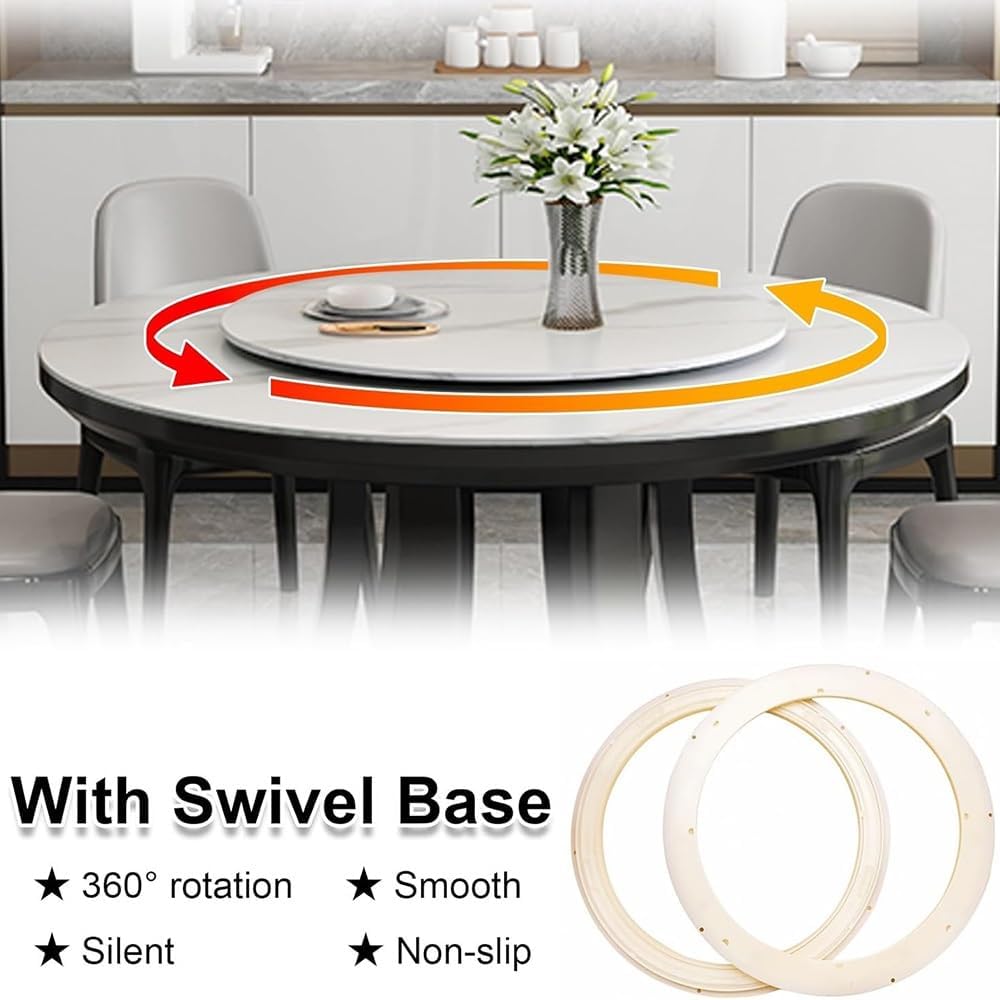 50/60/80cm Lazy Susan Turntable for Dining Table Large Tabletop Serving Plate Heavy Duty Rotating Tray with Silent Bearing(White,90cm/36)