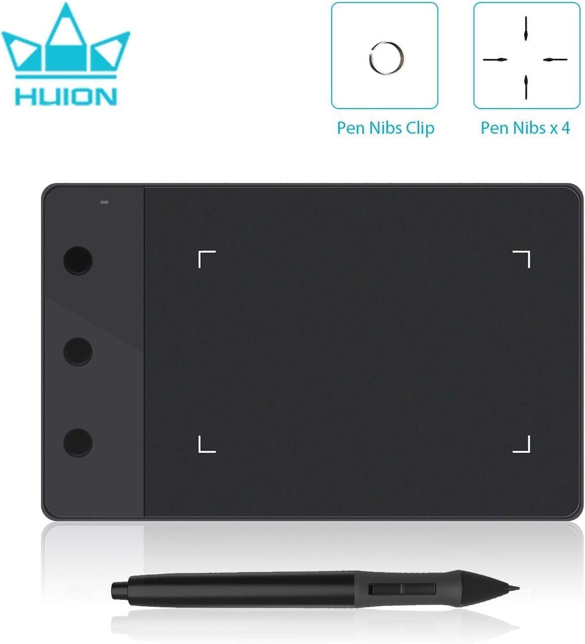Huion H420 Drawing Tablet 4 x 2.3 Inches 3 Express Keys USB OSU Tablet Signature Pad with Digital Battery Pen