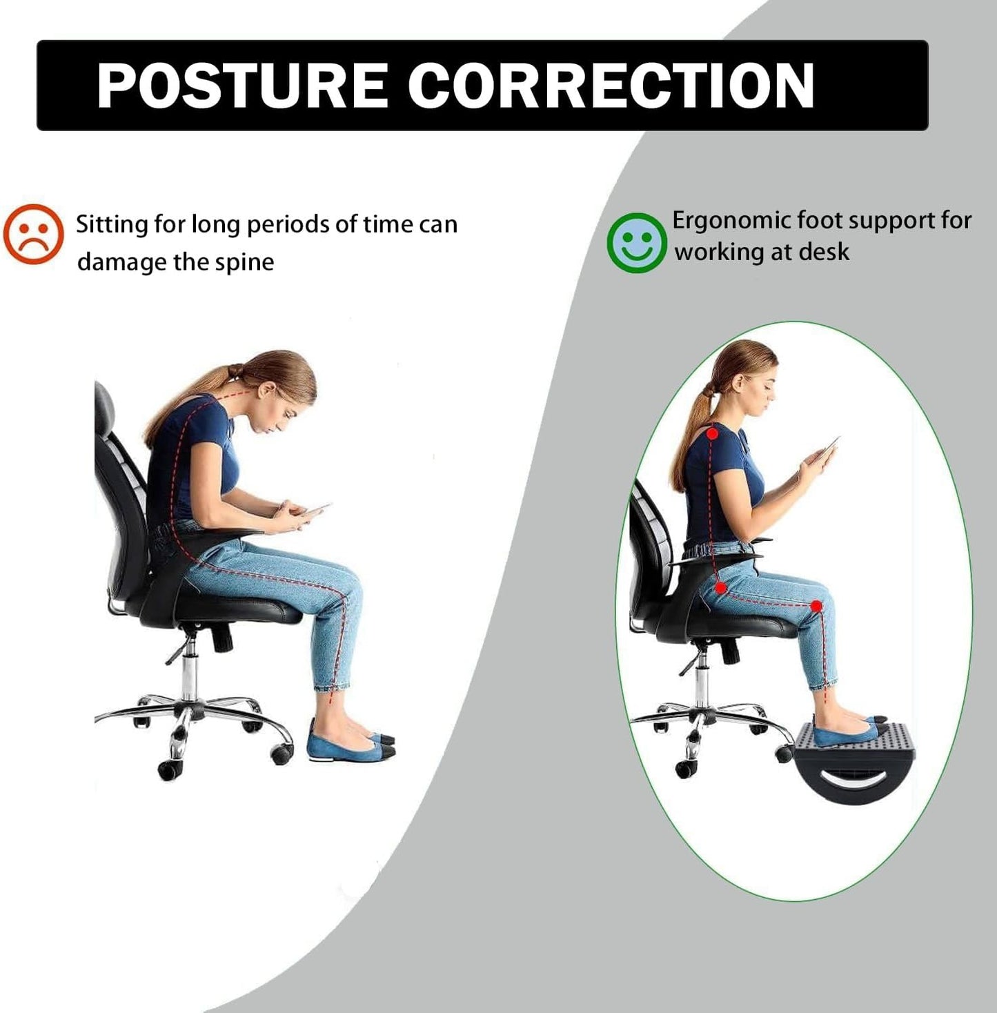 Office Foot Rest for Under Desk -Ergonomic Foot Stool - Work, Home and Gaming Chair Footrest Stand and Leg Footstool Cushion,180 °Rocking Under Desk Footrest for Relieving Leg Pressure and Promote Leg Circulation