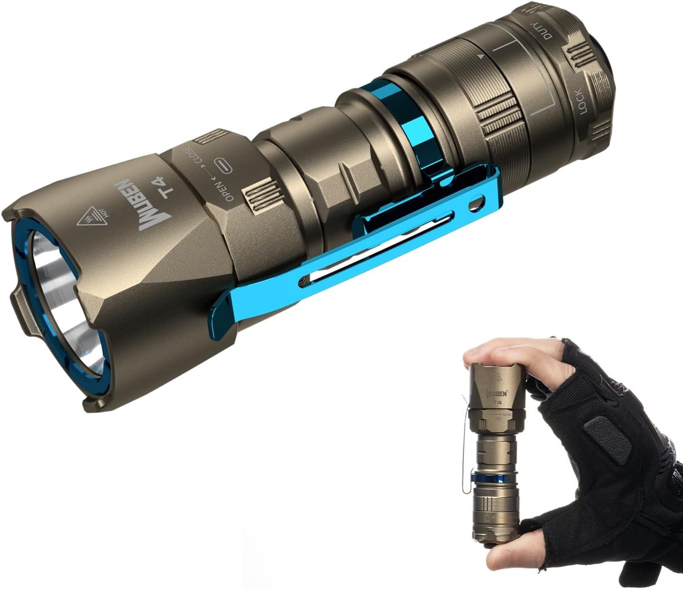 WUBEN T4 Flashlight Rechargeable, Mini Tactical Flashlight Military Grade 401M Long Throw, Small Flashlight with Tactical/Duty/Lock 3 Modes, EDC Flash Light for Police, Emergency and Daily Use