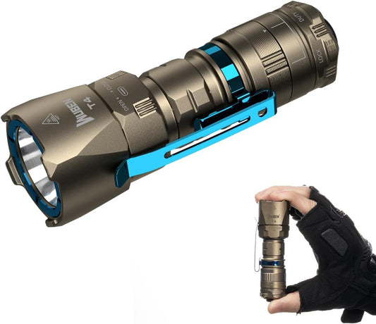 WUBEN T4 Flashlight Rechargeable, Mini Tactical Flashlight Military Grade 401M Long Throw, Small Flashlight with Tactical/Duty/Lock 3 Modes, EDC Flash Light for Police, Emergency and Daily Use