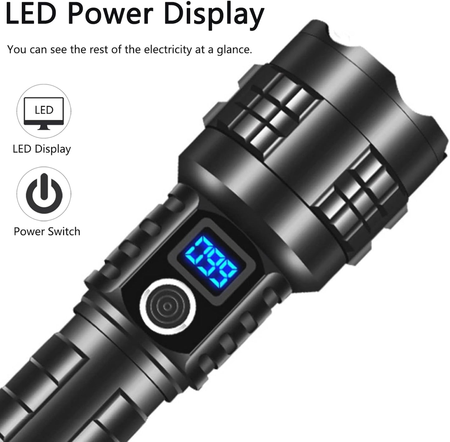 Super Bright Flashlight High Lumens Rechargeable, 100000 Lumen Xhp70.2 Powered Led Flashlights Brightest Flash Light, AHHZDZQ Powerful Handheld Tactical Flashlights for Camping, Emergency