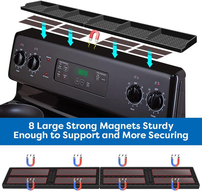 Hydream Stove Top for Silicone Shelf,30 Inch Magnetic Shelf Over the Stove Spice Rack,Kitchen Shelf for Above Stovetop Organizer Magnet Flat Back of Stove Storage Suctioned for The Stove-Black