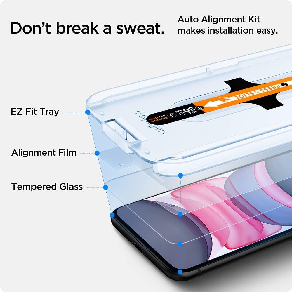 Spigen Tempered Glass Screen Protector [GlasTR EZ FIT] designed for iPhone 11 / iPhone XR [6.1 inch] [Case Friendly] - 2 Pack