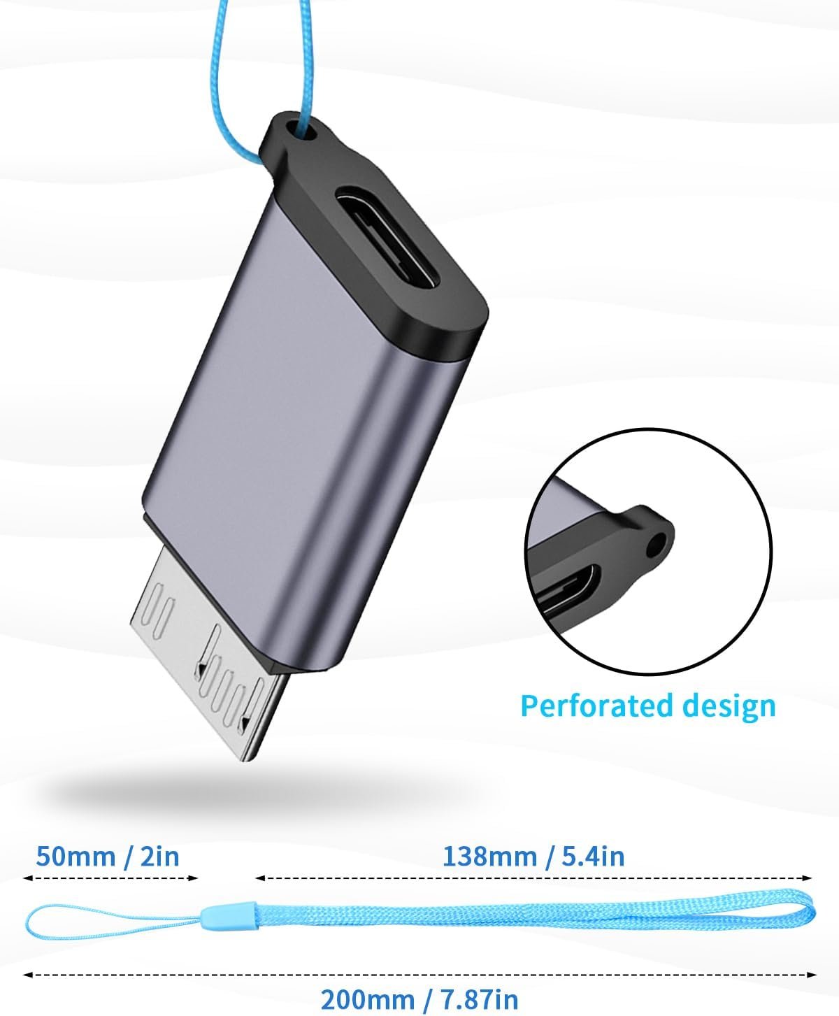 Duttek Micro B to USB C Adapter 10Gbps, USB C to Micro B Cable Adapter, Micro B Male to USB C 3.2 Female Adapter for Hard Drive Cable for External Hard SSD Drive, Tablet, Phone, Laptop, 2 Pack
