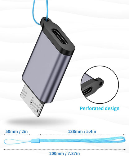 Duttek Micro B to USB C Adapter 10Gbps, USB C to Micro B Cable Adapter, Micro B Male to USB C 3.2 Female Adapter for Hard Drive Cable for External Hard SSD Drive, Tablet, Phone, Laptop, 2 Pack