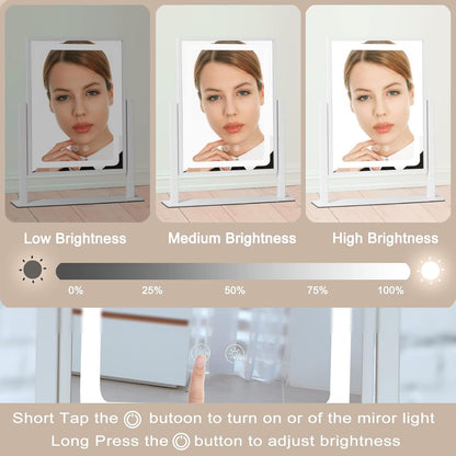 IBRIGHTSO Vanity Mirror with Lights, Lighted Hollywood Makeup Mirror, Touch Dimmable 3 Color Lights, Detachable 10X Magnification Mirror, 360° Rotation(12inches, White)