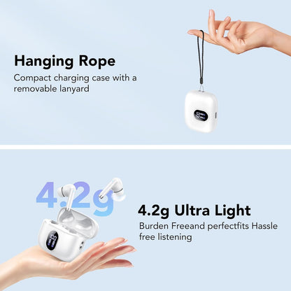 Wireless Earbuds, 2025 New Bluetooth 5.4 Headphones HiFi Stereo with 4 ENC Mic, 40H Mini Ear Buds In-Ear Noise Cancelling Earbuds with LED Screen, Ultra Light USB-C Bluetooth Earphones for Android iOS