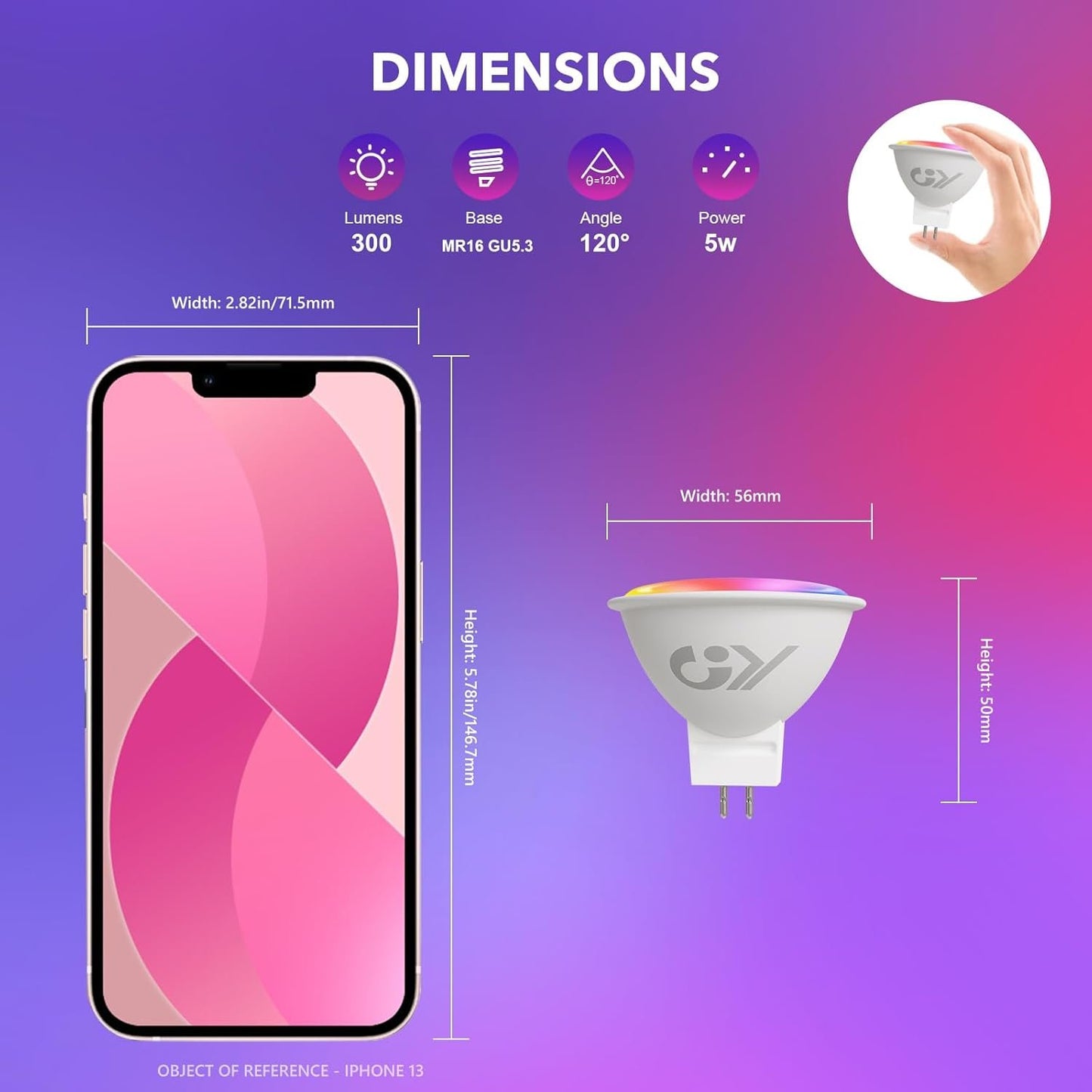 GY Alexa Light Bulb Smart Lamp GU5.3 MR16, 12 V AC/DC WLAN LED Compatible with Google Home 2.4 GHz, 5 W 380 lm, Dimmable Warm White Cool White and Multicoloured Bulb, Control by App, Pack of 6