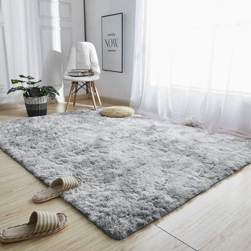 Area Rugs 4'x5'3" Soft Fluffy Non-Slip Washable Carpet for Bedrooms, Living Room, Boys/Girls Room, Playroom Non-Slip, Grey