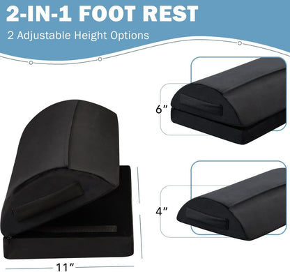 Foot Rest for Under Desk at Work, Footrest with Warm Feet Pocket, Adjustable Desk Footrest for Office Chair & Gaming Chair,Ergonomic Footrest Pillow Desk Foot Stool for Home to Relieve Back Knee Pain