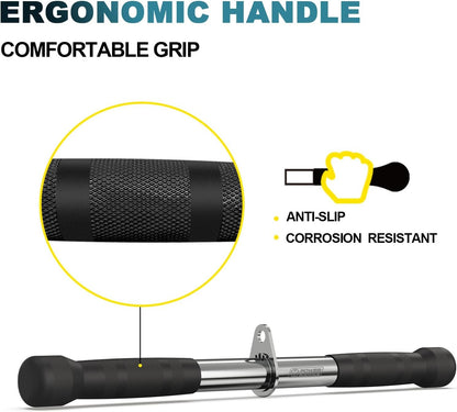 POWER GUIDANCE Triceps Pull Down Attachment, Cable Machine Accessories for Home Gym, LAT Pull Down Attachments - Triceps Rope, LAT Pull Down Bar
