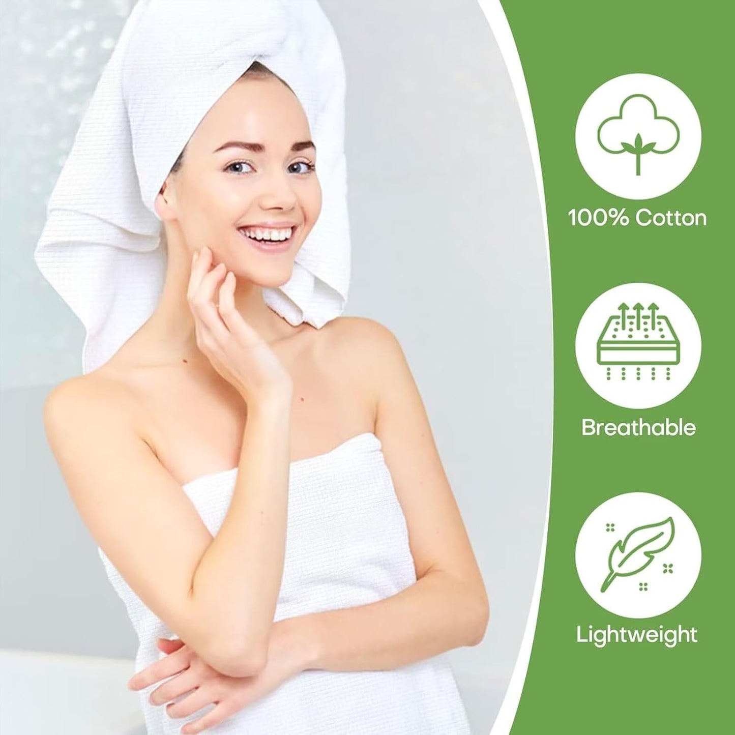 Fancyou Compressed Towel Tablets Large - 100% Cotton Disposable Bath Towels for Travel - 55 in x 27.5 in Travel Cleaning Kit for Hotels Camping Hiking Sports Beach Swimming Vacation [5 Pack Green]
