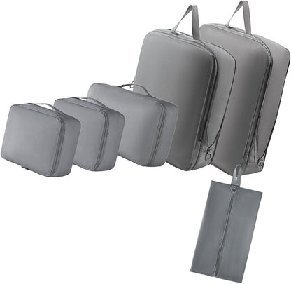 XBOKA 6Pcs Travel Organizers Set for Luggage Essential Packing Cubes Set Sturdy Luggage Organization Bag for Family Trip