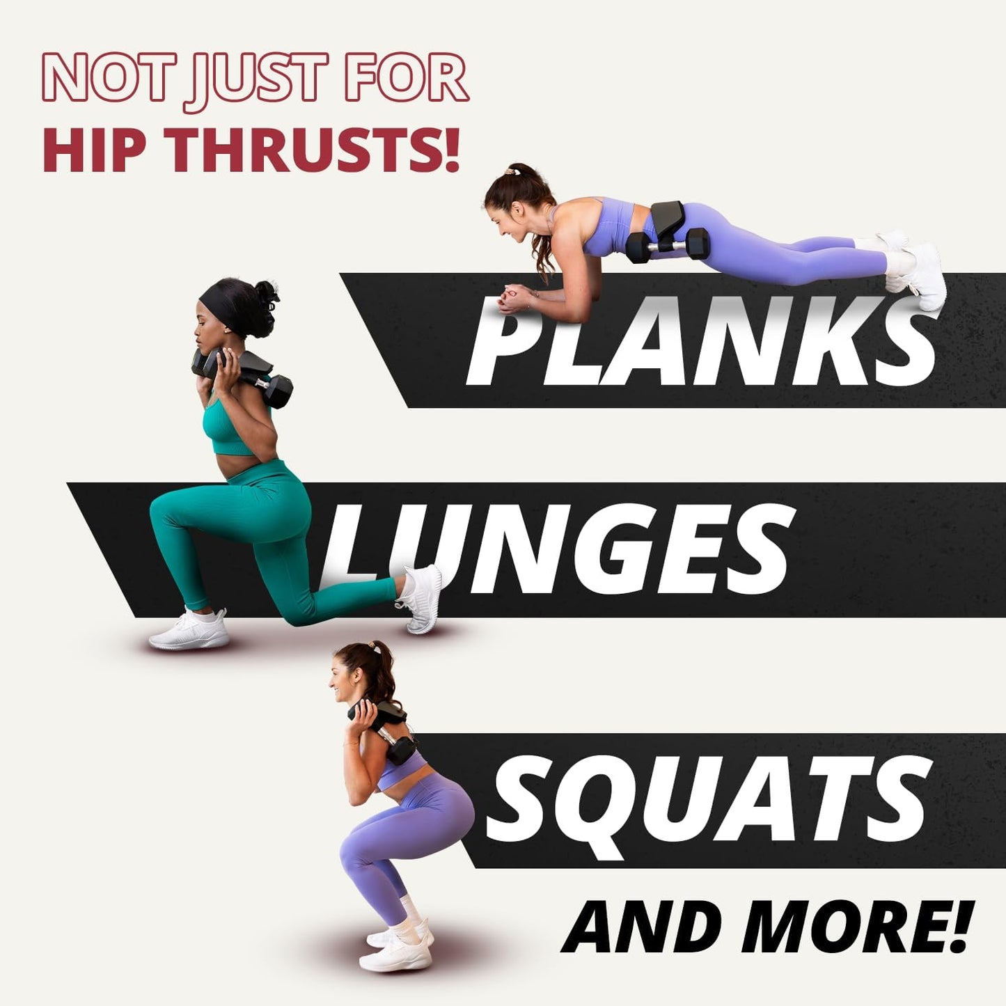 Bellabooty Exercise Hip Thrust Belt, Easy to Use with Dumbbells, Kettlebells, or Plates, Slip-Resistant Padding that Protects Your Hips for the Gym, Home Workouts, or On the Go