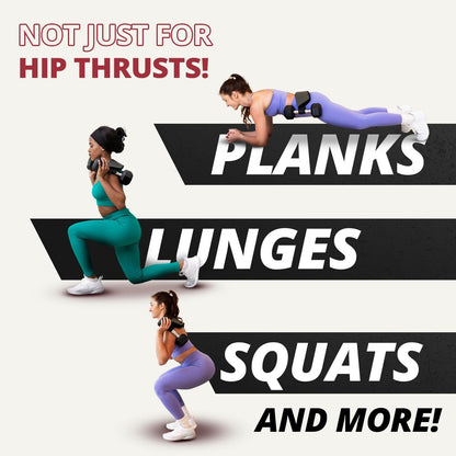 Bellabooty Exercise Hip Thrust Belt, Easy to Use with Dumbbells, Kettlebells, or Plates, Slip-Resistant Padding that Protects Your Hips for the Gym, Home Workouts, or On the Go