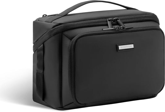 Everfun Compact Toiletry Bag for Men and Women Traveling, Wide Open Shaving Dopp Kit, Water Resistant Makeup Organizer Hygiene Bag with Wet Dry Compartment, Black, Medium, Toiletry Bag