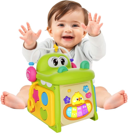 Musical Baby Toys for 1 + Year Old, 8 in 1 Multi-Functional Montessori Crocodile Toddler Toys, Early Development Learning and Educational Toys for Preschool Girls Boys