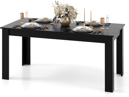 Giantex Dining Table for 6-8, Wood Rectangular Table, 63" L x 31.5" W x 30" H Large Farmhouse Center Table, Home Furniture Kitchen Table, Modern Dining Room Table, Supporting for 330LBS, Black