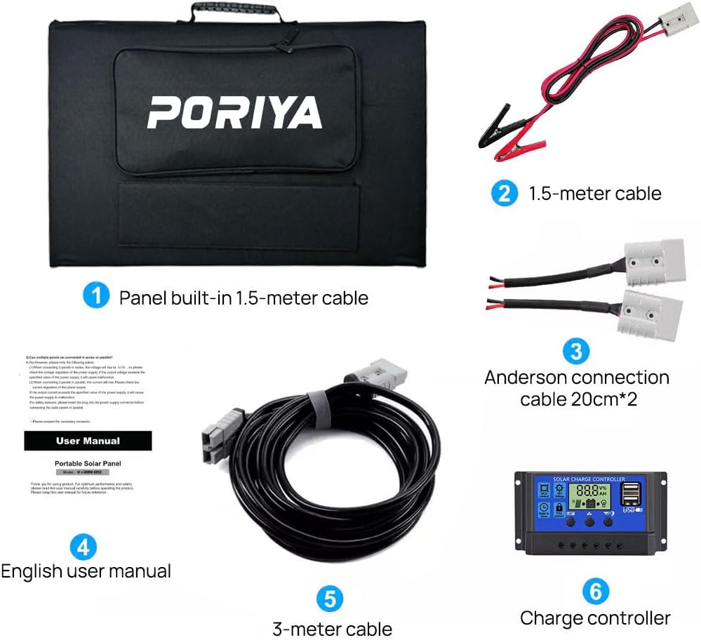 300W Portable Solar Panel 18V, Foldable USB Solar Panel Charger, IP65 Waterproof, USB Output, Portable Solar Charger Monocrystalline Compatible with Smartphone Tablets for Outdoor Activities