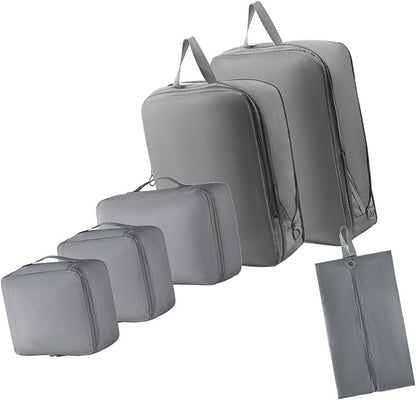 XBOKA 6Pcs Travel Organizers Set for Luggage Essential Packing Cubes Set Sturdy Luggage Organization Bag for Family Trip