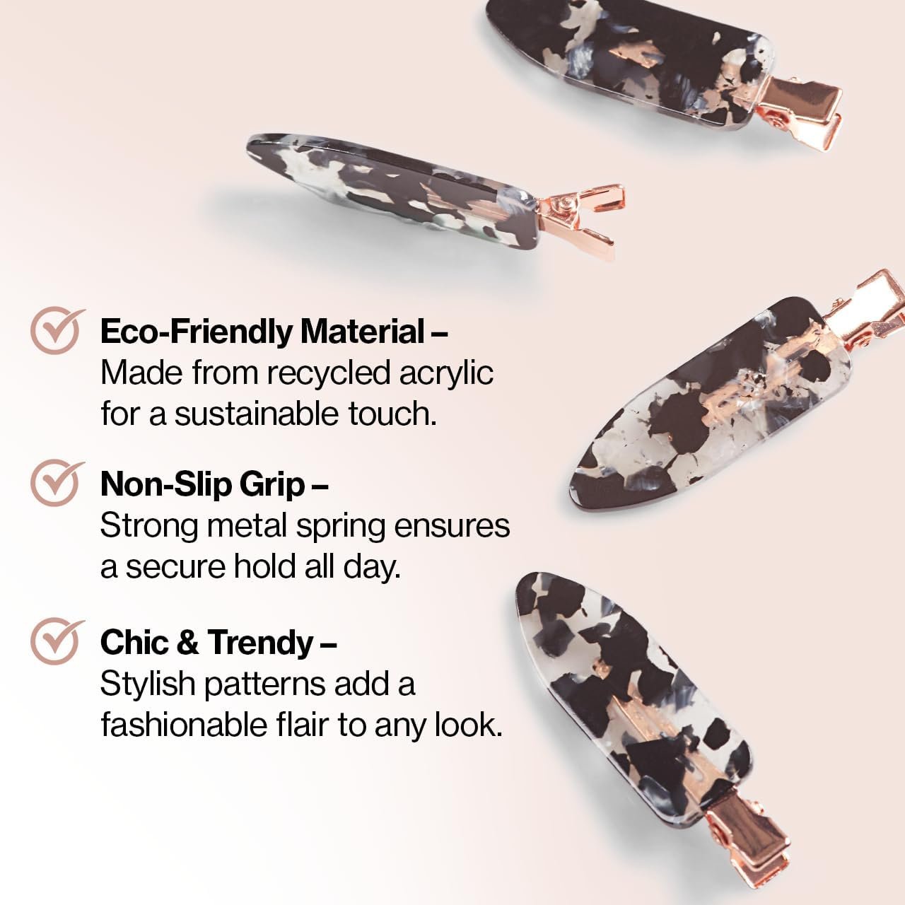 Kitsch Creaseless Hair Pins, No Crease Clips for Makeup and Styling, Stylish Pin Curl Clips, 4pc Set